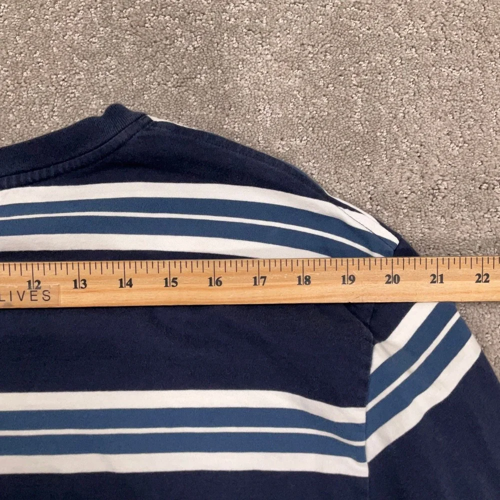 Lacoste T-Shirt Mens 8/3XL Navy Blue Stripe Long Sleeve Regular Fit‎ Preppy